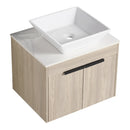 24" Modern Design Float Bathroom Vanity With Ceramic Basin Set, Wall Mounted White Oak Vanity With Soft Close Door, KD-PackingD-Packing Pieces