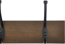 Amazon Basics Rectangular Farmhouse Wall-Mounted Coat Rack with Storage Hooks, 5 Hooks, Barnwood by CozyNest Decor