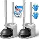 2Pack 2 in 1 Toilet Brush and Plunger Set, Extended Handle Plunger，Toilet Bowl Brush Plunger Set,Bathroom Cleaning Tools ，Toilet Brush Plunger Combo，Cleaning Brush，Cleaning Supplies（Dark Grey） by CozyNest Decor