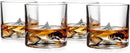 Mount Everest Heavy Crystal Whiskey Glasses Gift Set of 4, Thick Freezable Bourbon Glass 1lb Each, Premium Whiskey Gifts for Men, Frozen Crystal Chills Cocktails, 10 oz by CozyNest Decor