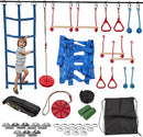Slsy Ninja Warrior Obstacle Course for Kids, 50FT Durable Ninja Slackline Kit with 8 Accessories, Playset Equipment for Boys & Girls with Swing, Climbing Net, Ladder & Monkey Bars by TinyTreasures Baby Boutique