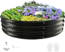 Durable Round Galvanized Steel Raised Garden Bed for Planting,Round Galvanized Steel Fire Ring/Fir Pit for Outdoor- 5×5×1FT,0.8MM Thick(Black, 60 ins Diameter x 12 ins high) by GreenHaven Gardens