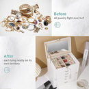 BOOVO Jewelry Box For women, 6 Layer Large Jewelry Organizer With Mirror, Multi-Function Storage Box With Lock, Accessory Holder With 5 Drawers, For Earrings Necklace Ring Bracelet (White) by TinyTreasures Baby Boutique
