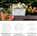 3 Pack Metal Hanging Flower Pots for Railing Fence，Outdoor Balcony Rail Planter with Detachable Hooks Drainage Holes for Deck Garden Home Decor White by GreenHaven Gardens