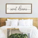 Sweet Dreams Wall Decor Above Bed 40''×15'' Master Bedroom Large Sweet Dreams Sign Farmhouse Wall Decor Guest Room Wood Rustic Framed Over Bed Wall Art Hanging Decoration (Wood White) by CozyNest Decor