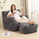 Comfy Gaint Bean Bag Chair with Ottoman, Huge Bean Bag Armchair for Adults and Teens, Dark Grey by CozyNest Decor