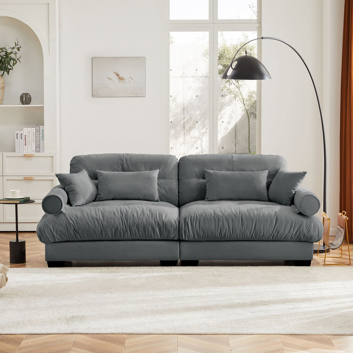 Modern Oversize Sofa With Cloud Like Comfort, Featuring Waist And Throw Pillows, photo 18 of 28