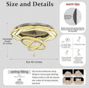 Flashing God Large Crystal Chandelier Dia 48" Silver Chandelier Flush Mount Ceiling Light for Bedroom Living Room Dining Room Hallway Dimmable 3 Rings LED Celing Lighting Fixtures by CozyNest Decor