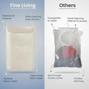 The Fine Living Co. Hanging Laundry Hamper with Over Door Hooks & Adhesive, Durable Space Saving Laundry Bag with Zipper and Wide Open Top, Hanging Dorm Laundry Hamper 18"x4.75"x28" (Beige-L) by CozyNest Decor