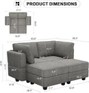 Bellfin Modular Sectional Sleeper Sofa Convertible Sofas with Storage Ottomans Small Sectional Couches for Living Room. Light Grey Couch by CozyNest Decor