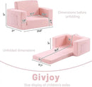 2-in-1 Toddler Chair Sherpa Couch - Soft Kids Lounger for Bedroom, Convertible Sofa for Girls and Boys, Reading Chair, Pink by CozyNest Decor