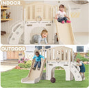 YUFU 8 in 1 Toddler Slide Set, Kids Slide for Toddlers Age 1-3, Toddler Playset with Climber, Basketball Hoop and Ball, Outdoor Indoor Playground for Toddlers 1-3 (Beige+Coffee) by TinyTreasures Baby Boutique