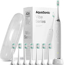 Aquasonic Vibe Series Ultra-Whitening Toothbrush – ADA Accepted Electric Toothbrush - 8 Brush Heads & Travel Case – 40,000 VPM Motor & Wireless Charging - 4 Modes w Smart Timer – Optic White by CozyNest Decor