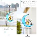 HDCRYSTALGIFTS Couple Cat Sitting on Moon Stained Glass Window Hanging, Modern Art Suncatcher for Window, Wall Decor,Cat Lover Gifts for Women/Girls by GreenHaven Gardens