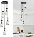 5-Light Raindrop Pendant Light Fixtures, Black Glass Pendant Lighting, Teardrops Modern Hanging Light for Entryway Foyer Kitchen Island Dining Living Room Hallway by CozyNest Decor