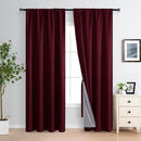 XWZO 100% Blackout Curtains with Tiebacks- 2 Thick Layers Completely Shaded Window Treatment Thermal Insulated Lined Drapes for Bedroom/Patio Door, Rod Pocket, Burgundy, W52 x L84, Set of 2 Panels by TinyTreasures Baby Boutique