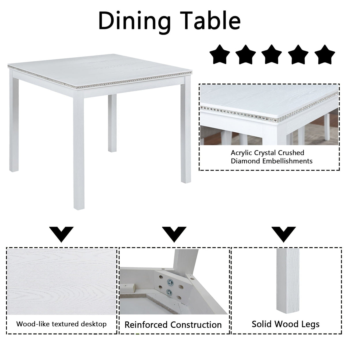 Dining Table Set With Crystal Decoration And Upholstered Chairs, photo 14 of 24