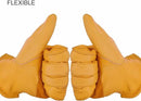 OZERO Leather Work Gloves Flex Grip Stretchable Tough Cowhide Work Gloves 1 Pair (Gold, Medium) by GreenHaven Gardens