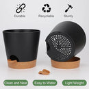 8-Inch Plant Pots, Self-Watering Planters with Drainage Holes & Saucers for Indoor and Outdoor Plants (2-Pack,Black) by GreenHaven Gardens