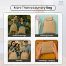 LFH Home Cotton Canvas Large Laundry Bag with Handle, Heavy Duty Drawstring Closure Washable Laundry Bags, School Travel, Home, Hotel, College Dorm, Organizer Sack, Toys Clothes 28x36-Beige by TinyTreasures Baby Boutique