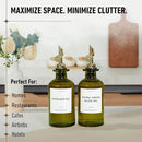 Green Glass Olive Oil Dispenser Bottle For Kitchen By Verpsace,Avocado Oil Dispenser Set, Modern Decor, Gold Kitchen Accessories for Home, Airbnb, Cafe (Gold, Set of 2) by CozyNest Decor