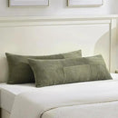 Fancy Homi Set of 2 Olive Green Boho Long Lumbar Body Decorative Throw Pillow Cover 14x36 Inch for Bed Couch Bedroom Bench, Soft Patchwork Corduroy Textured Pillow Case, Rustic Farmhouse Room Décor by CozyNest Decor