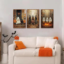HLNIUC Framed Halloween Canvas Wall Art,Dark Witch Crow Raven Prints,Black Cat Decor,Horror Gothic Ghost Pictures Set of 3 (16"X24") Scary Pumpkin Wall Decor for Party Living Room Bedroom Decoration by CozyNest Decor