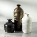 Ceramic Vase Set of 3 Neutral Decorative Vase for Farmhouse, Boho, or Rustic Home Decor Pottery Vases for Living Room Bathroom Table Mantel Fireplace Entryway Shelf (01-Metallic) by GreenHaven Gardens