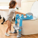 Potty Training Seat with Ladder for Toddler and Kids,Wiifo Sturdy Potty Ladder with Soft Cushion and Splash Guard for Boys and Girls,Foldable Child Toilet Training Seat(Grey Blue) by TinyTreasures Baby Boutique