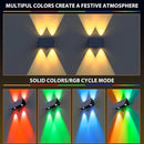 Solar Fence Lights,6Pack Solar Lights Outdoor Warm White + RGB Up & Down Waterproof 100 Lumens Dusk to Dawn for Wall/Backyard/Pool/Railing/Patio/Porch/Step by GreenHaven Gardens