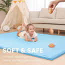 Baby Play Mat for Floor,1.3" Thick Memory foam Tummy Time Mat,Soft Coral Velvet Nursery Rug for Toddlers,Infants,kids,Extra Large Non Slip for Crawling,Tatami Style(Light Blue) by TinyTreasures Baby Boutique