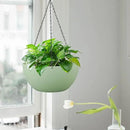 10 inch Hanging Planters for Outdoor Indoor Plants with Drainage Holes and Chain, 2 Pack Round Hanging Flower Pots for Garden Home Porch Decor,Green by CozyNest Decor