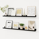 Picture Ledge Shelf, Solid Pine Wood Floating Shelves Set of 2, 36 Inches Nursery Book Shelves for Toys Storage, Kids Bookshelf Wall Mounted for Living Room Bedroom Decor Books Photo Frames, Black by TinyTreasures Baby Boutique