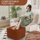 MeMoreCool Square Stuffed Pouf Ottoman Foot Rest, Floor Pouf Foot Stool with Foam Chunk Filling, Soft Stuffed Ottoman Footrest for Living Room, Coffee by CozyNest Decor