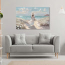 cozy country Beach Wall Art 45"x30" - Coastal Pictures Ocean Canvas Decor - Nautical Artwork Seascape Hand Painting for Girls Room, Bedroom, Sea House by CozyNest Decor