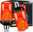 Hompavo 【Upgraded LED Flame Light Bulbs, 4-Mode Flickering Light Bulbs with Upside Down Effect, E26/E27 Flame Bulb for Halloween Christmas Party Indoor and Outdoor Home Decoration - 2 Red by GreenHaven Gardens