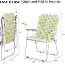 VINGLI Patio Lawn Webbed Folding Chairs Outdoor Beach Portable Camping Chair for Yard, Garden (2, Yellow, Oversized) by GreenHaven Gardens