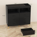 GarveeHome Dresser for Bedroom with 6 Drawers, Baby Changing Table Dresser with Changing Pad, LED Lights & Charging Station, Baby Changing Station with Changing Table Top, Black by TinyTreasures Baby Boutique
