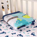 Wowelife Dinosaur Mini Crib Bedding Set for Boys Blue Premium 3-Piece Baby Bedding Sheet Set Dinosaurs Nursery Crib Set Crib Comforter Set Breathable and Soft for Baby by TinyTreasures Baby Boutique