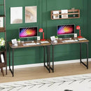 PayLessHere | 39 Inch Computer Desk | Brown | Office Desk with Metal Frame, Adjustable Feet | Water-Resistant, Scratchproof Surface | Sturdy Writing Table for Home Office or Study | Pack of 2 by CozyNest Decor