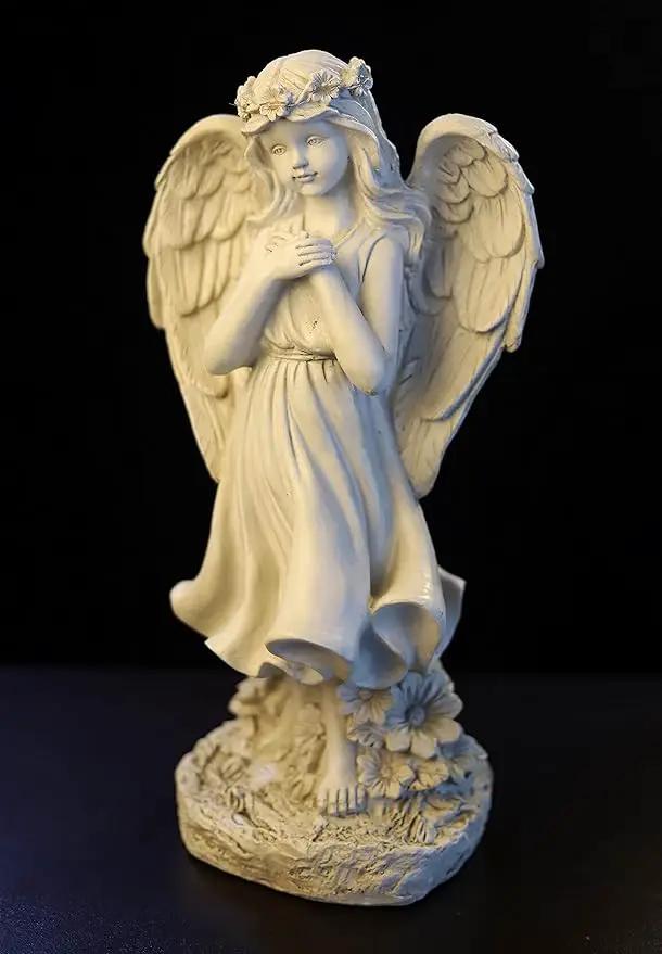 Garden Angel Figurines, Light Up Praying Angel Statues Outdoor Statue with Solar LED Lights for Patio, Lawn, Cemetary Grave Decoration, Sympathy Gift, 16.9" H, photo 8 of 9