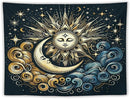 HZOHNAGO Sun Moon Tapestry Boho Golden Stars Pattern Printed Wall Tapestry Wall Hanging for Bedroom Living Room Dorm 80" W x 60" H by CozyNest Decor