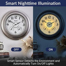 Andy Star 21 Inch Silver Illuminated Outdoor Wall Clock Waterproof with Thermometer and Hygrometer, Oversized Battery Operated Round Wall Clock, Big Silent Non Ticking Clock for Patio Pool Garden by CozyNest Decor