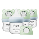 Natural Glass Baby Bottle for Breastfeeding Babies, 3oz Newborn Anti-Colic Baby Bottle with Slow Flow Nipples (SS), Clear, Wide Neck, 4 Pack, 0 Months+ by TinyTreasures Baby Boutique