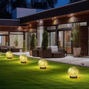 Solar Garden Lights Outdoor Waterproof, 4 Pack Cracked Glass Ball Light, Ground Landscape Garden Decor, Solar Globe Decorative for Pathway/Patio/Lawn/Yard (Warm White, 4.7") by GreenHaven Gardens