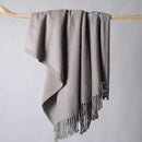 CUDDLE DREAMS Silk Throw Blanket with Hand-Knotted Fringe, Natural, Soft & Breathable (Gray) by CozyNest Decor