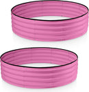 Round Galvanized Raised Garden Bed // 4×4×1 ft (2-Pack) Galvanized Raised Garden Beds Outdoor for Gardening, Vegetables, Flowers // Patented Tool-Free Design Round Planter (Pink) by GreenHaven Gardens