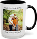 Personalized Coffee Mug – Custom Photo, Text, or Logo Ceramic Mug Tea Cup | Taza Personalizada with Picture or Message | Customized Gift Idea for Men & Women, Mom, Dad, Friends - White/Black | 15oz by TinyTreasures Baby Boutique