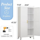 White Metal Storage Cabinet, 48" Steel Cabinets for Home Office, Kitchen Pantry Storage Cabinet with Doors and 3 Adjustable Shelves, for Office, Home, Garage, School by CozyNest Decor