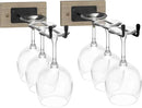 Sorbus Wall Mounted Wine Glass Stemware Rack Set - Wire & Wood Wine Rack Wall Mounted for Wine Glasses, Champagne Glasses, and Drinkware - Complete Your Home Bar & Kitchen Storage, Grey by CozyNest Decor